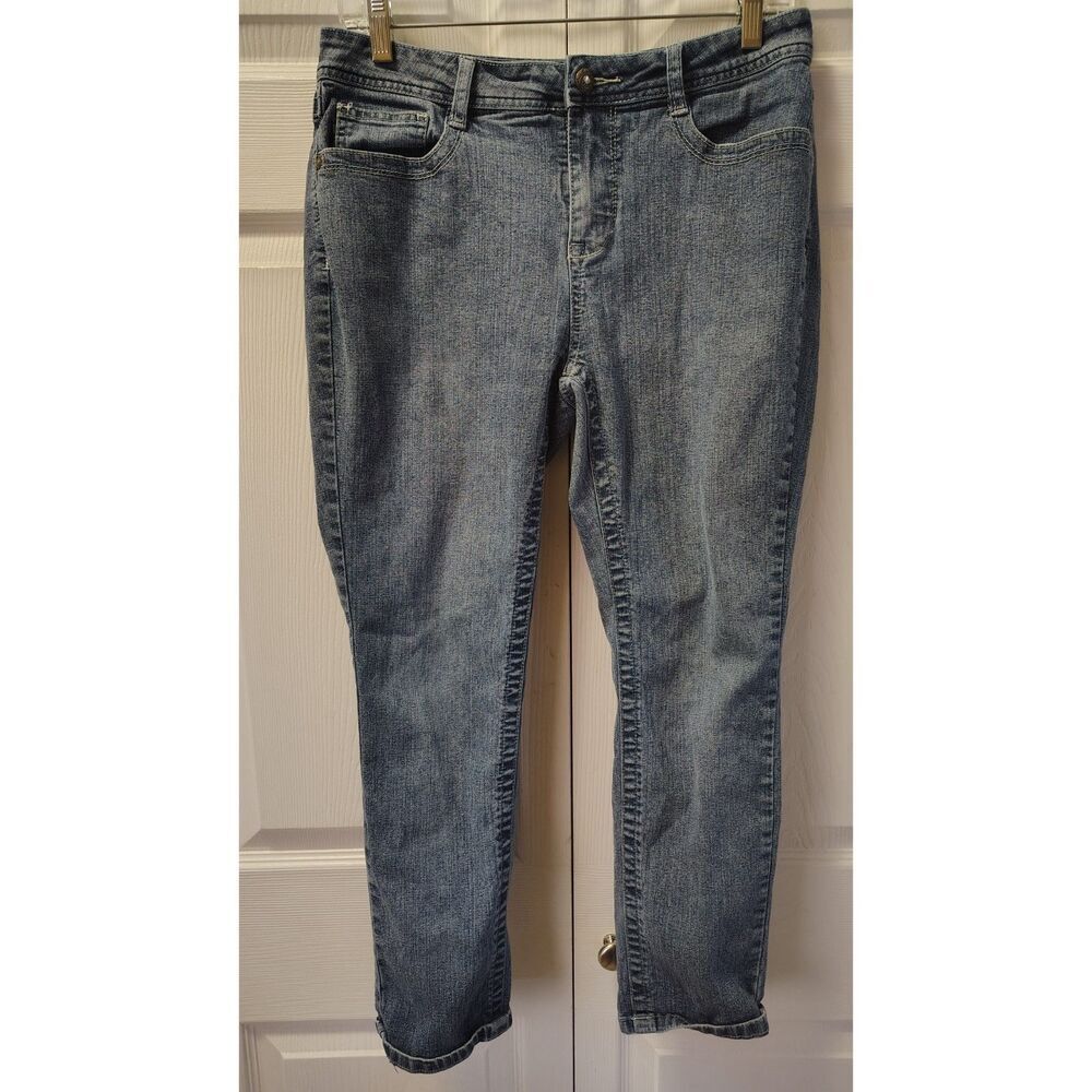 Roz &‎ Ali Signature Fit Size 8 Straight Leg Stretch Jeans Medium Wash